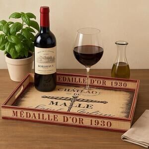 Home Essentials 2010s French Chateau De Malle Tabletop Serving Tray, 19x13x2”